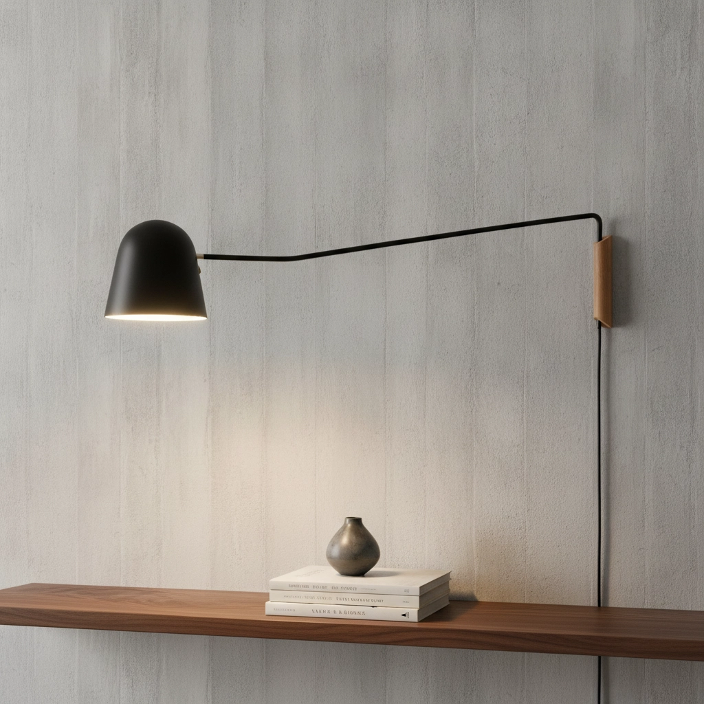 Strakke leeslamp Sensa zwart met hout