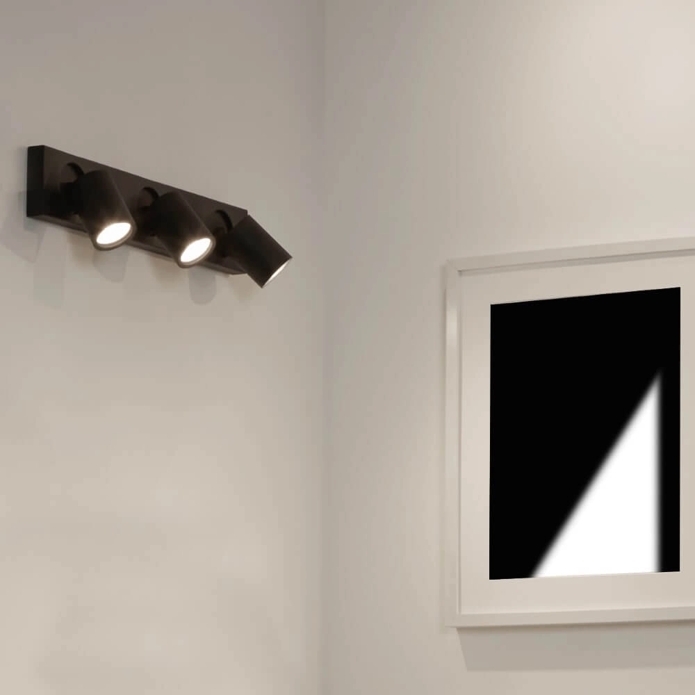 Plafondlamp Moon 3 rechthoekig zwart Lyora