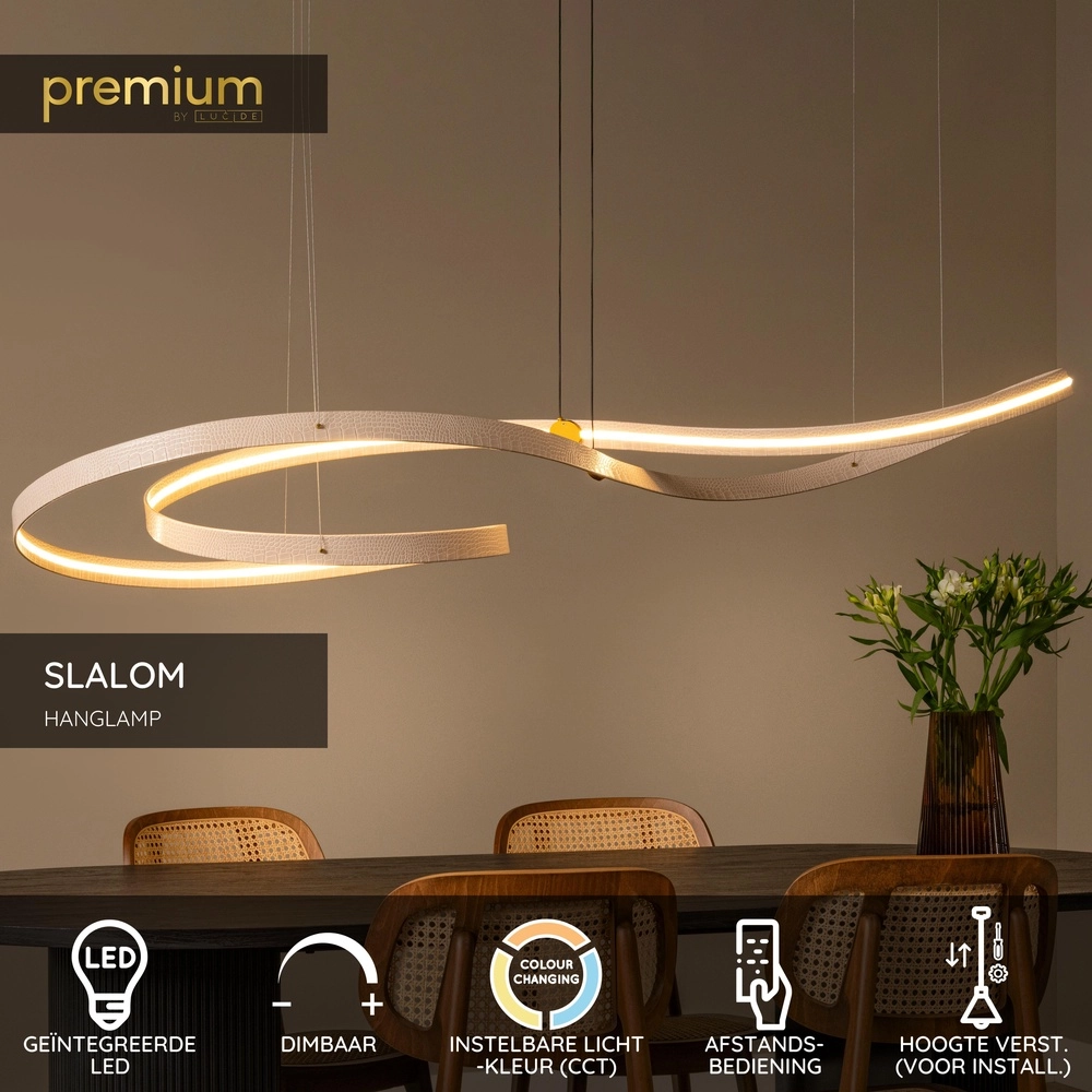 Moderne led hanglamp Slalom Zand met effect Premium by Lucide 5411212135131