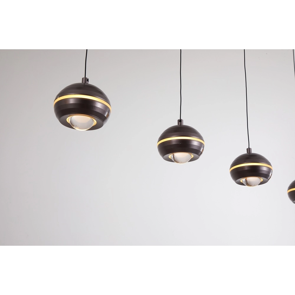 Design hanglamp Meteor 5-lichts recht zwart nikkel Searchlight 5,05342E+12