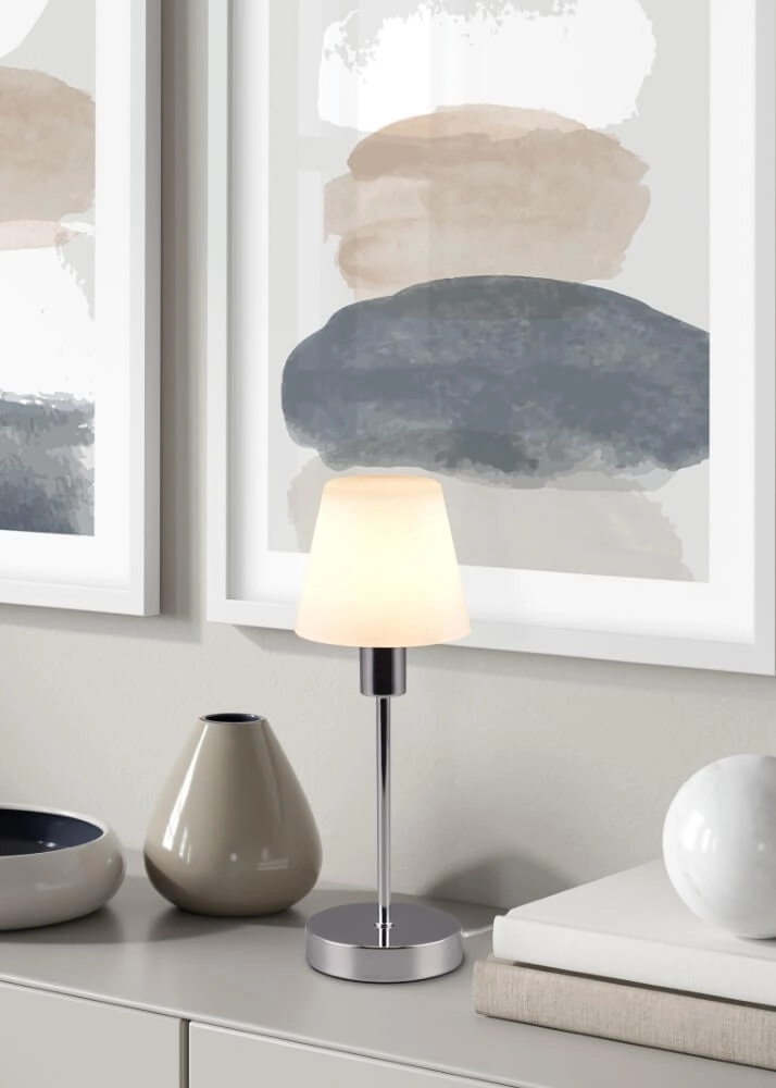 Tafellampje Luis Ii chroom met wit glas Trio 4017807551273