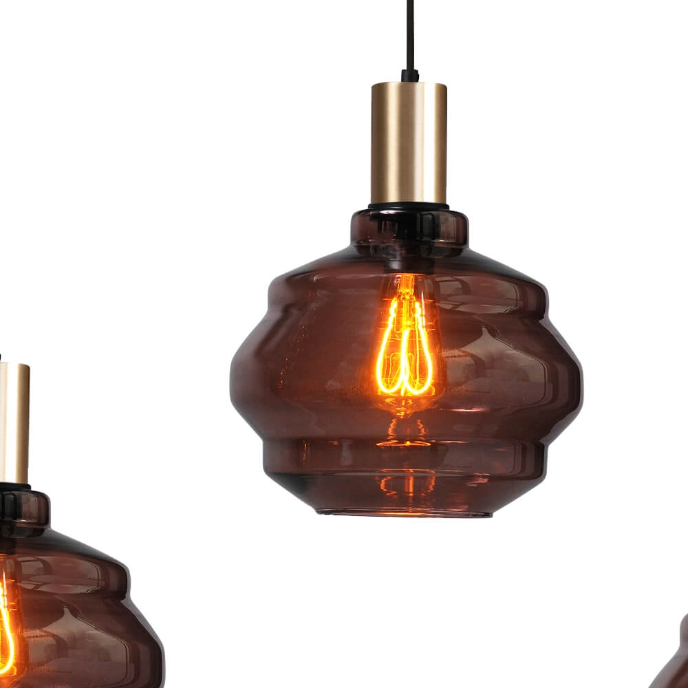 5-lichts hanglamp - goud - Porto met Ball red glazen - Ø 24cm Masterlight 8718121270128