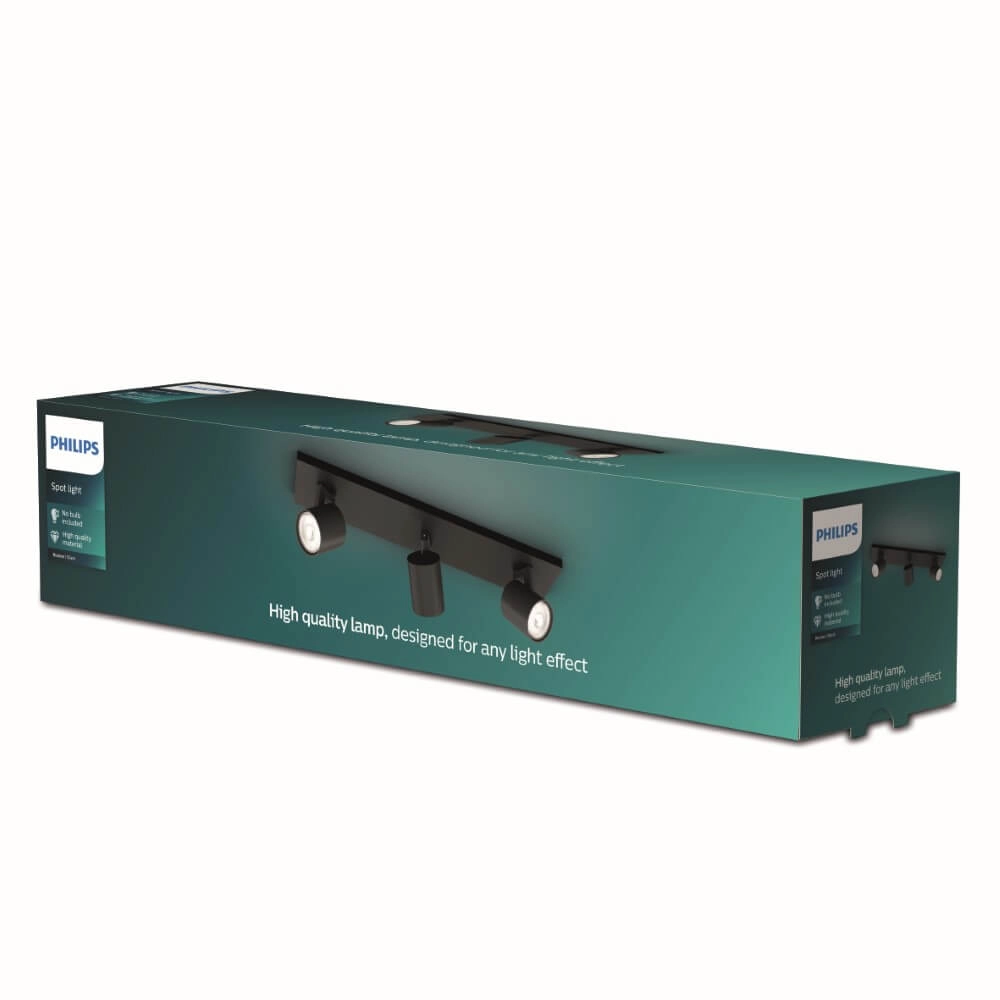 Zwarte plafondspot Runner 3-lichts Philips 8719514435339