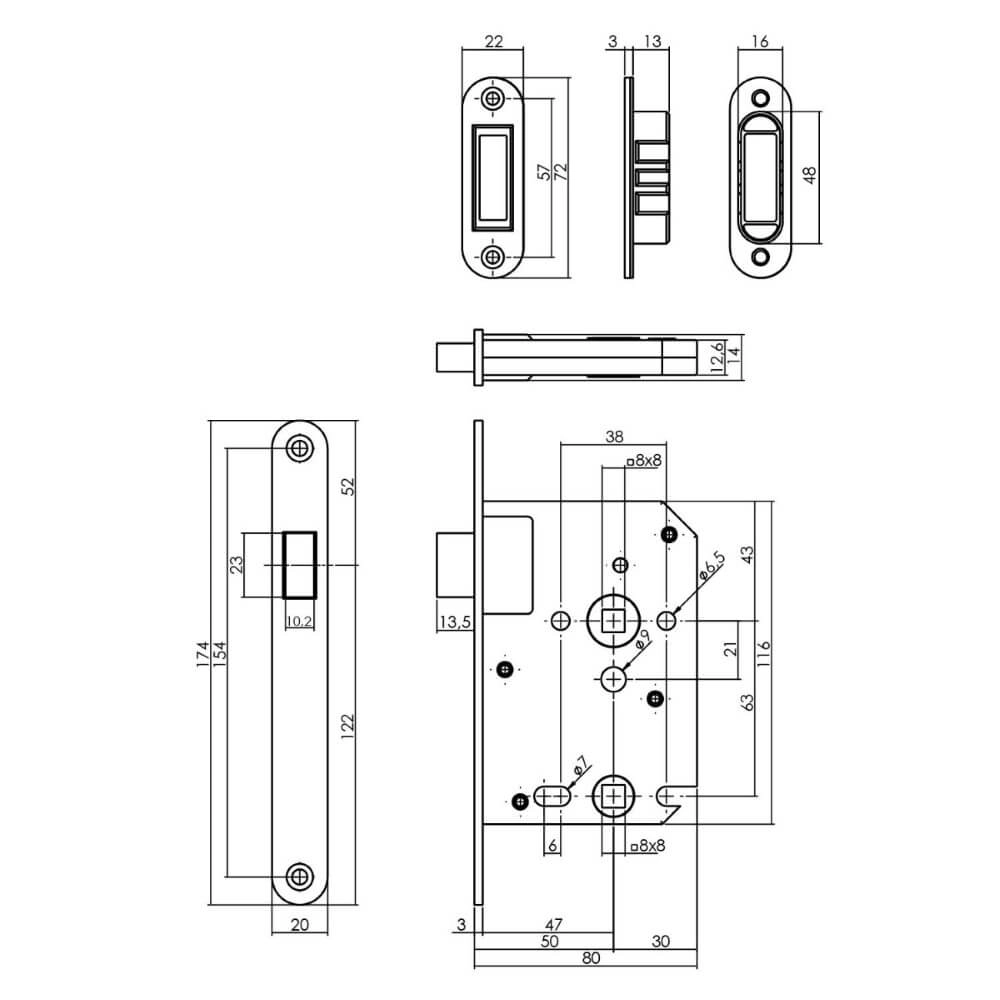 Slotkast toilet 63/8 Domus magneet RVS afgerond Intersteel 8714186463185