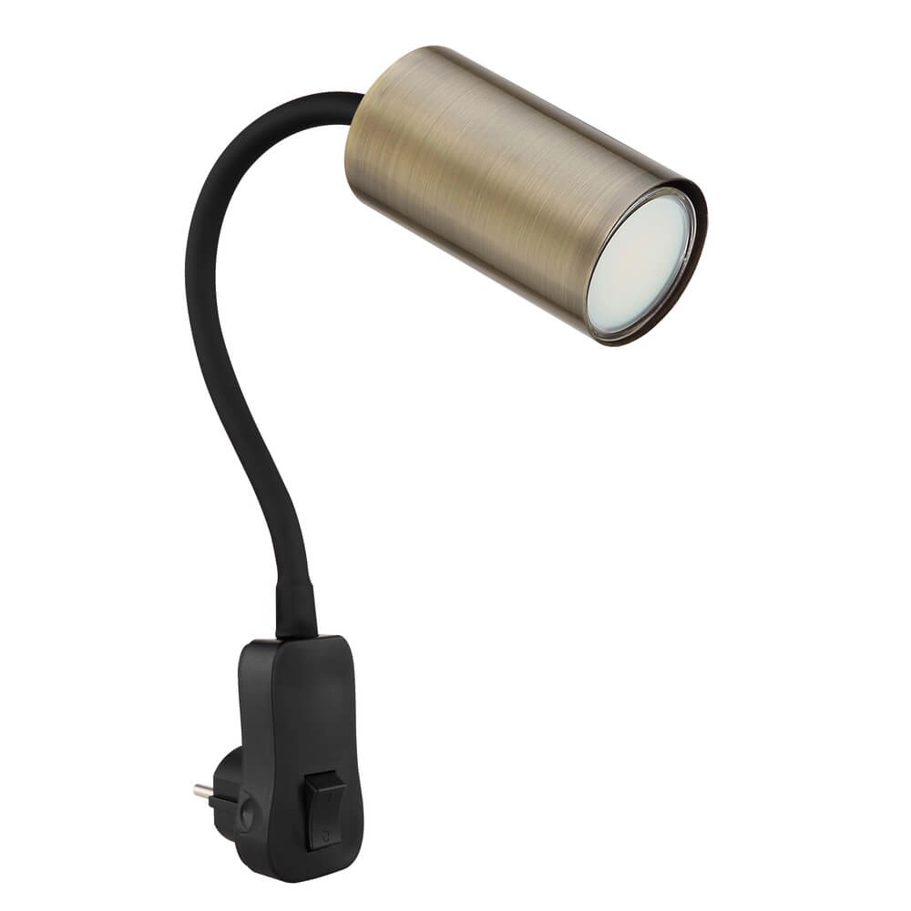 Zwarte lamp Robby stopcontact met messing Globo 9007371434008