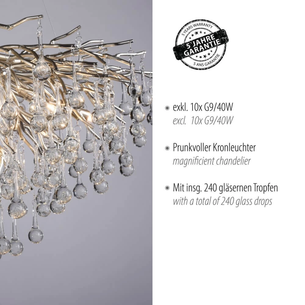 Unieke kroonluchter Icicle metaal Paul Neuhaus 4012248352137
