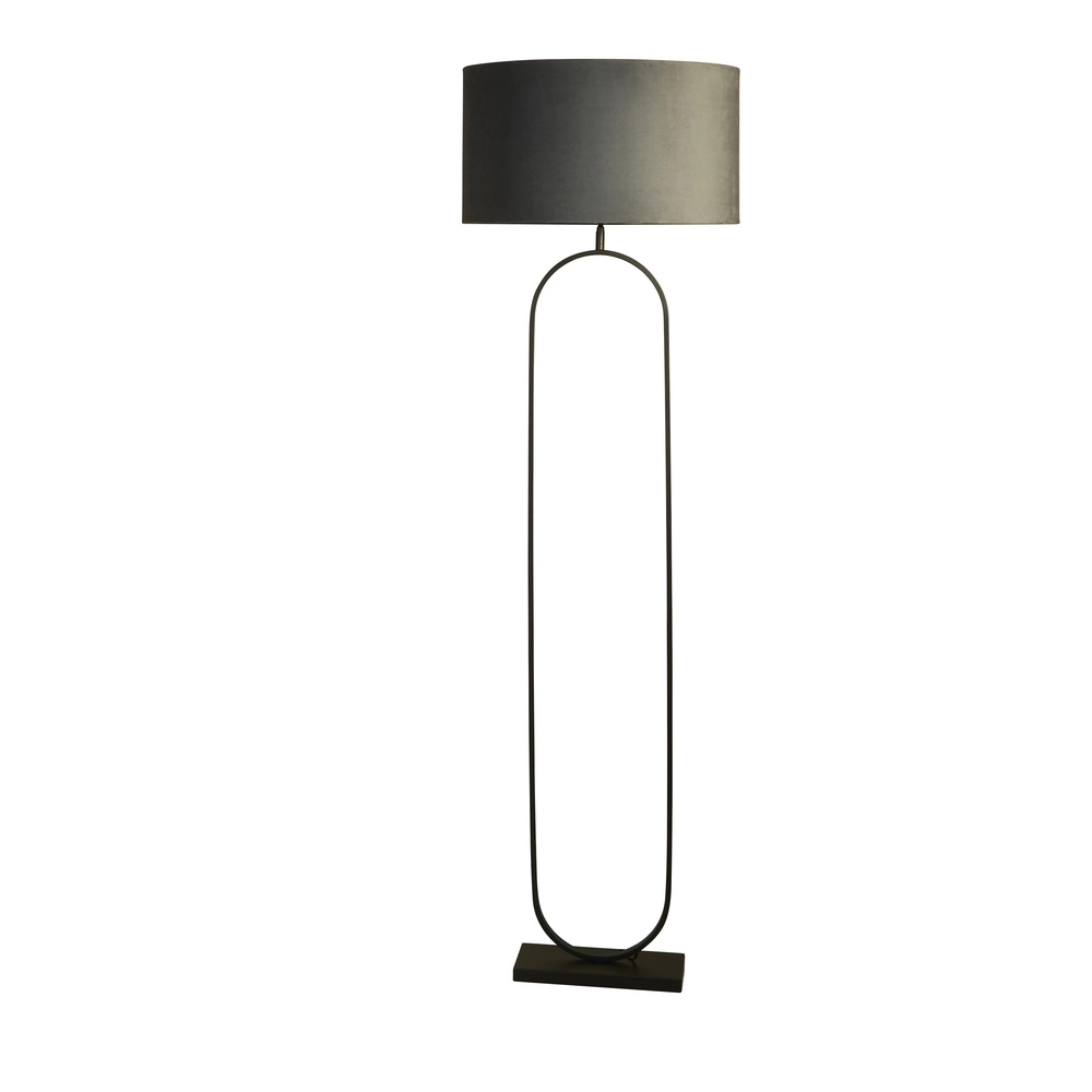 Vloerlamp Modish zwart met donker grijze kap Vloerlamp Modish zwart met donker grijze kap