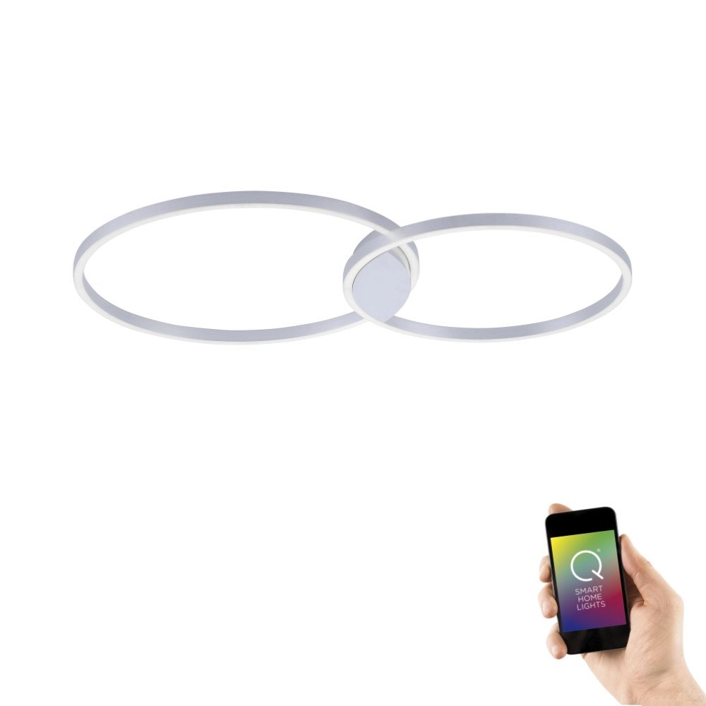 Design plafondlamp Q-Kate 2-rings 96cm grijs Paul Neuhaus 4012248333549