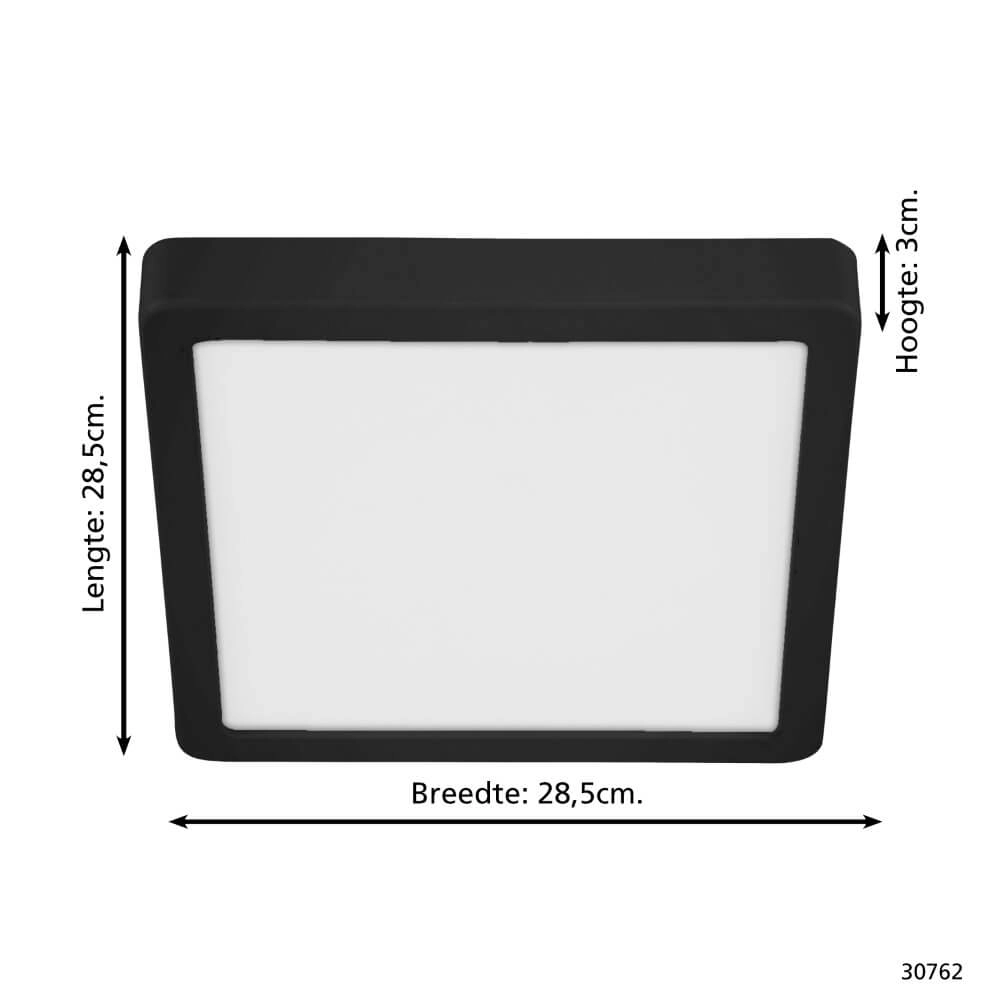 Vierkante plafonnière Fueva 5 4000K zwart Eglo 9002759307622