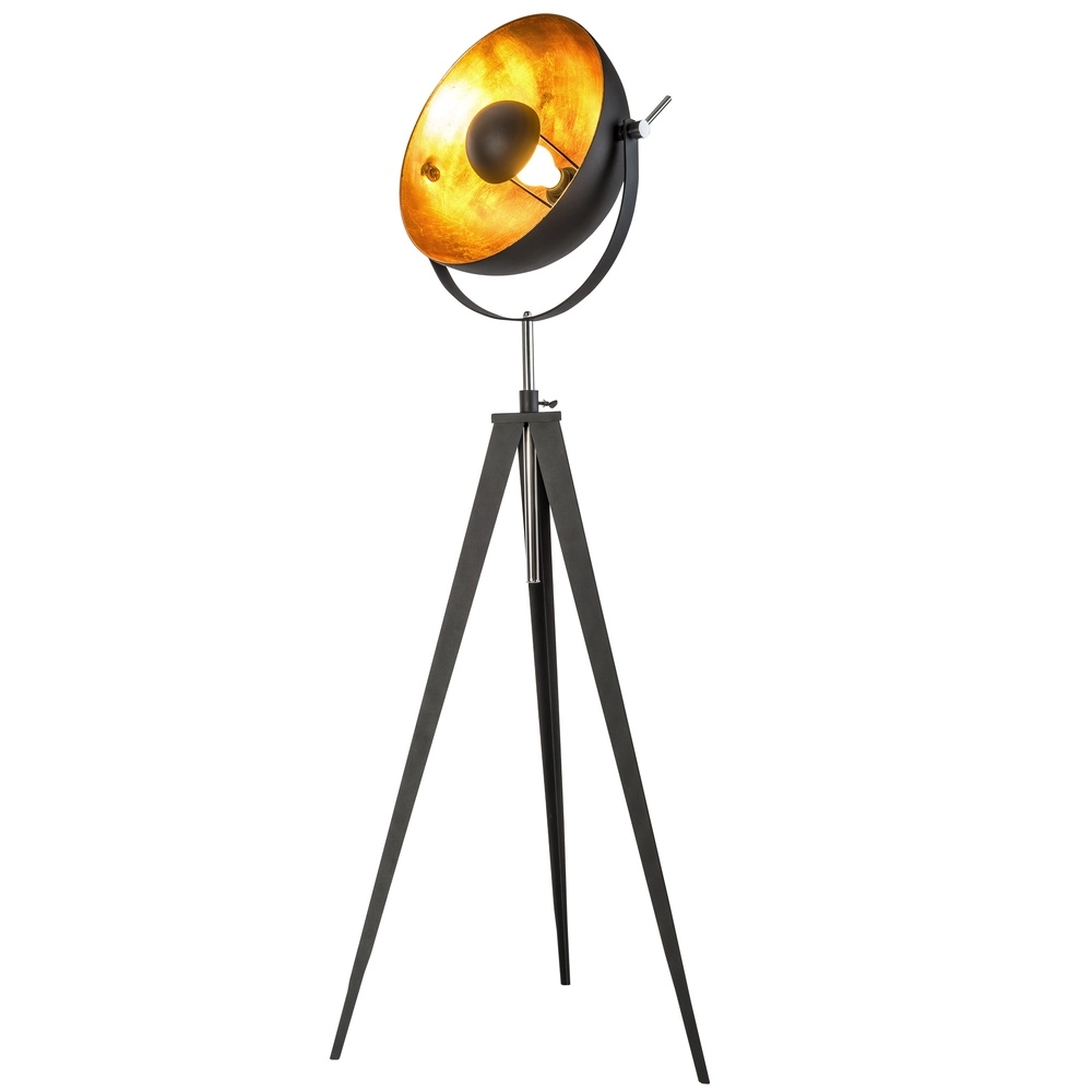 Industriele tripod vloerlamp Bowy zwart