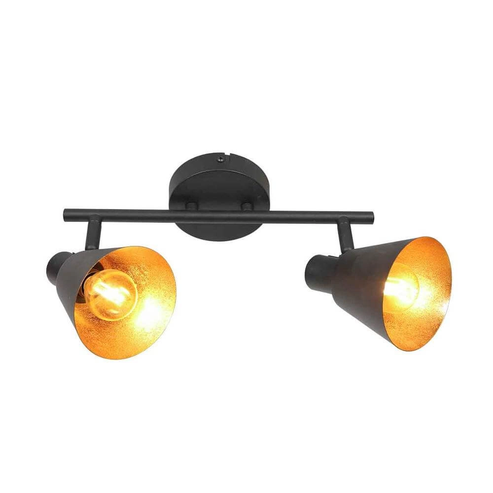 Plafondlamp Oeroe zwart met goud 2-lichts Steinhauer 8712746176339