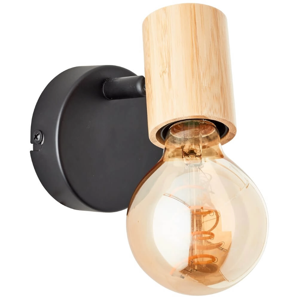 Wandlamp Kerry zwart met hout Brilliant 4004353409028