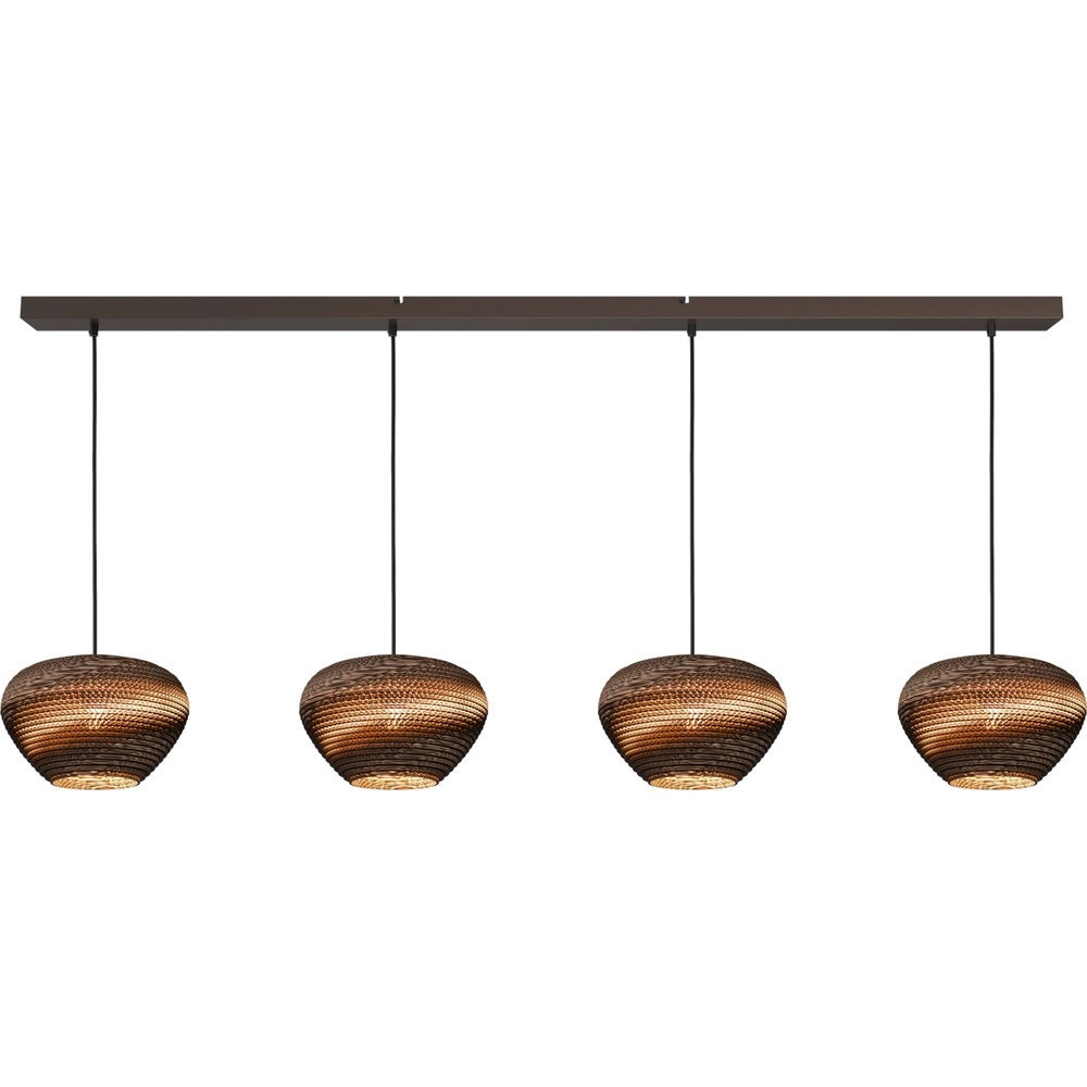 4-lichts hanglamp Cartone met Think Paper kappen