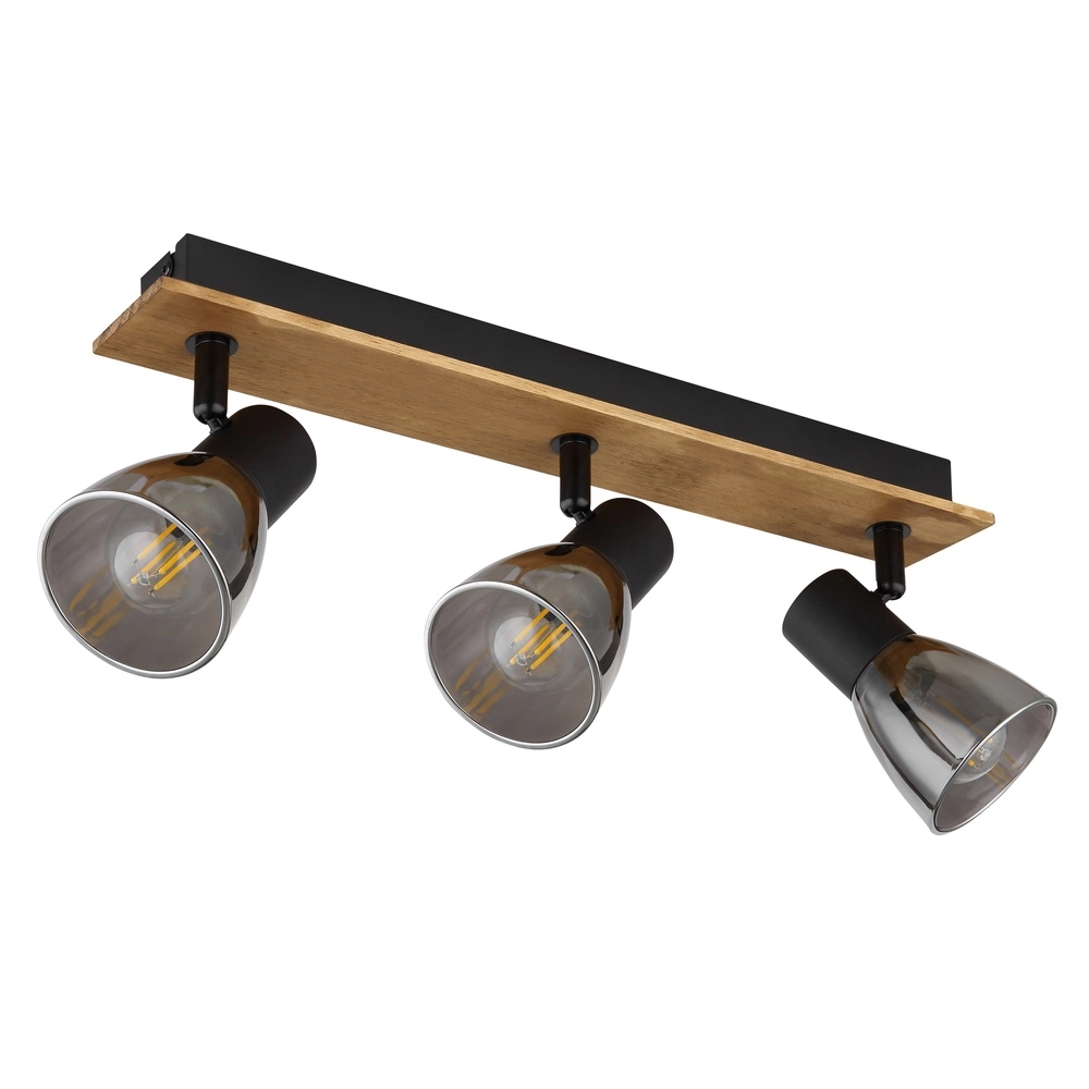 Plafondlamp Claude 3-lichts zwart met hout Globo 9007371431212