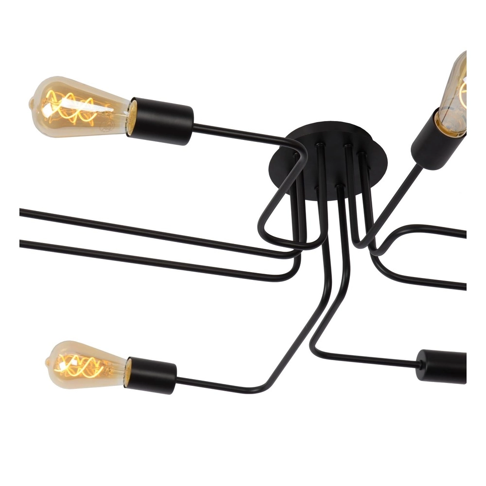 Plafondlamp Lester 8-lichts zwart Lucide 5411212210906