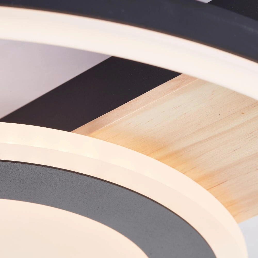 Plafondlamp Maureen Ø 37cm zwart met hout Brilliant 4004353420078