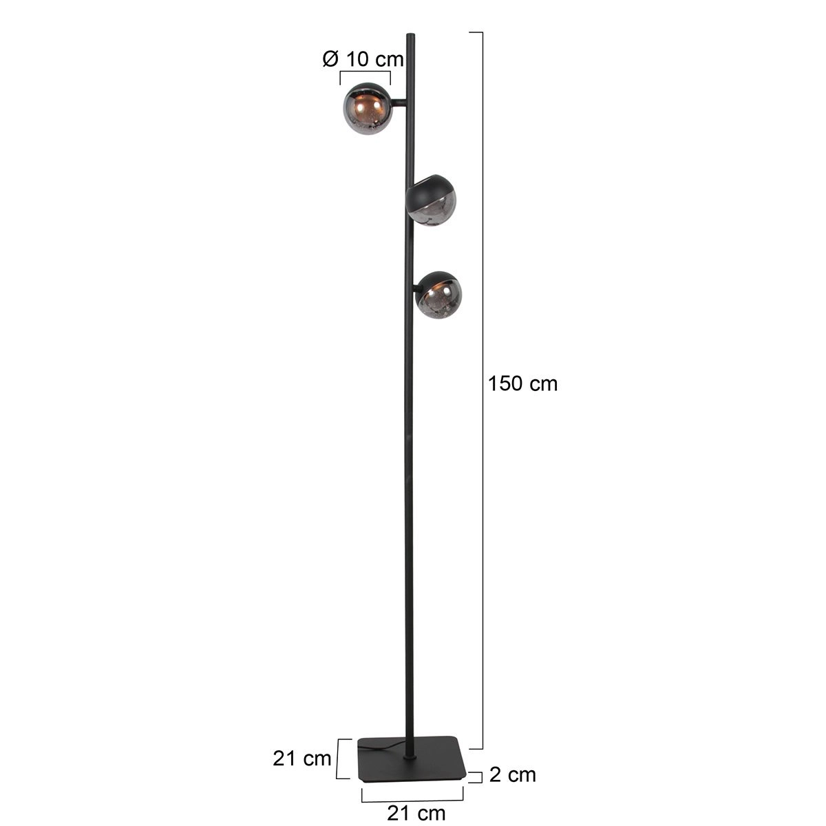 Led vloerlamp Belluno 3-lichts zwart - glas Steinhauer 8712746183986