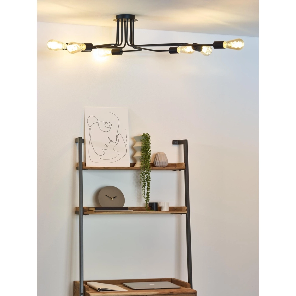 Plafondlamp Lester 8-lichts zwart Lucide 5411212210906
