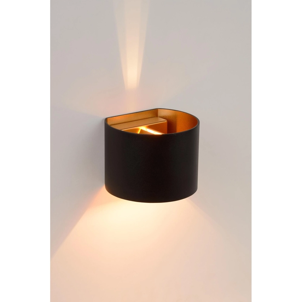Afgeronde wandspot Xio 2700K zwart Lucide 5411212092007