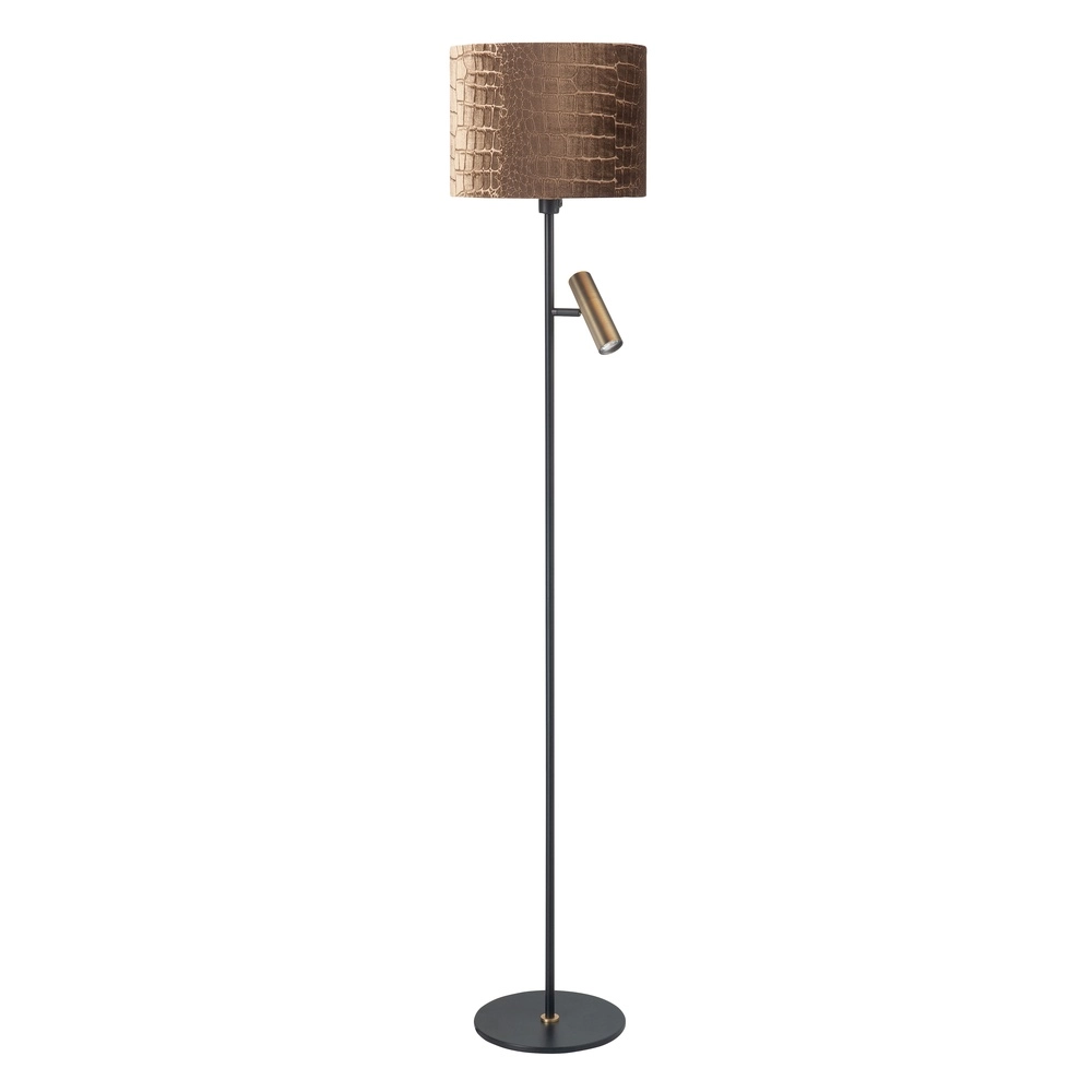Landelijke vloerlamp Trend zwart met koper brons