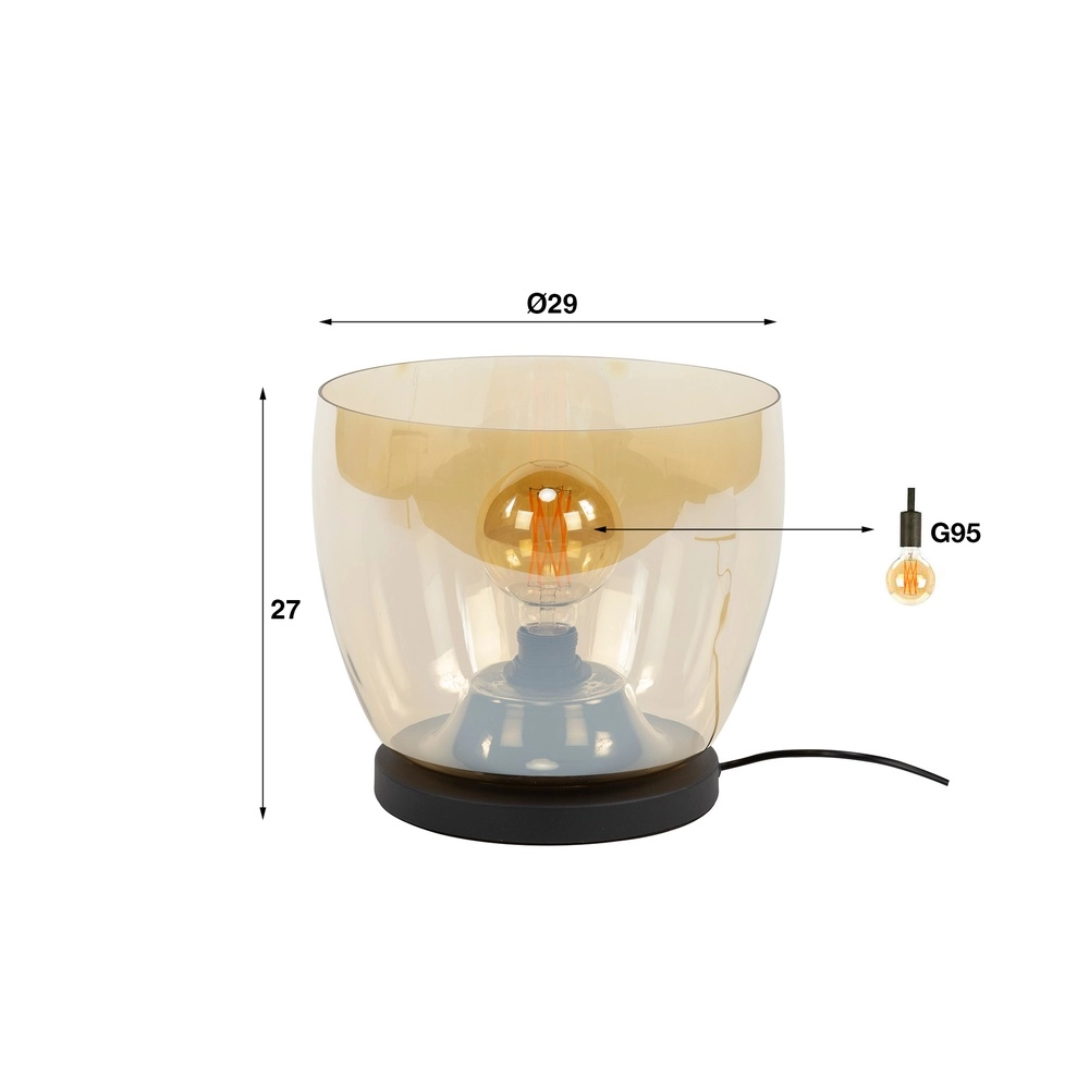 Vloerlamp amber glas UP Ø 29cm - 27cm hoog Lyora 8716803512580