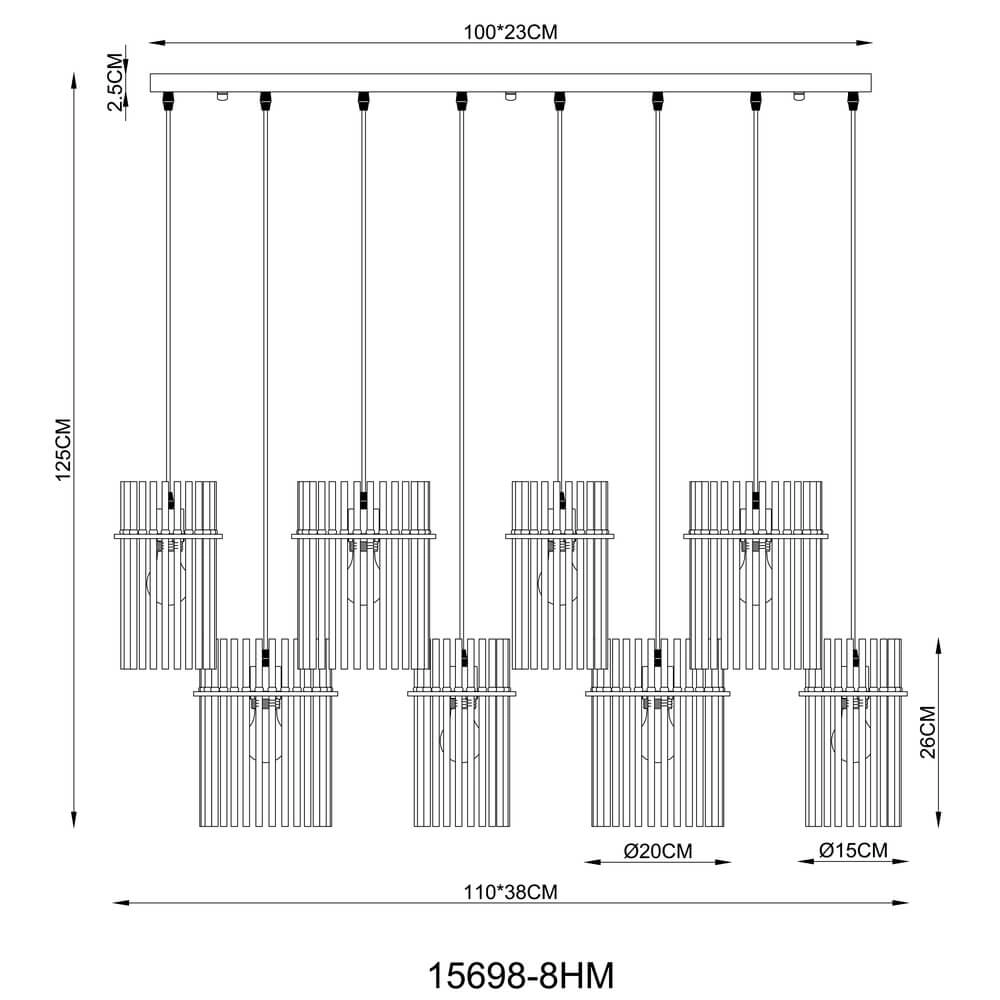 Gouden hanglamp Gorley met glas 8-lichts Globo 9007371468959