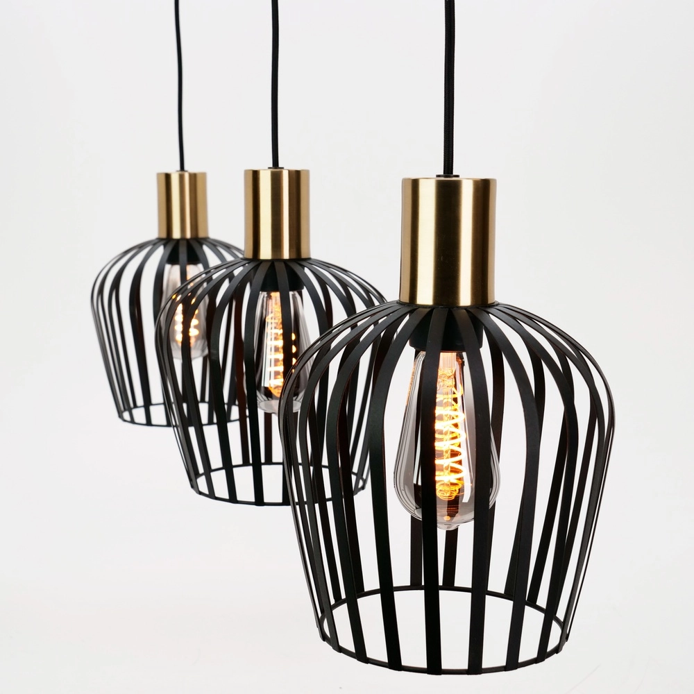 3-lichts hanglamp Empoli zwart met goud - Ø 20cm Eglo 9008606299898