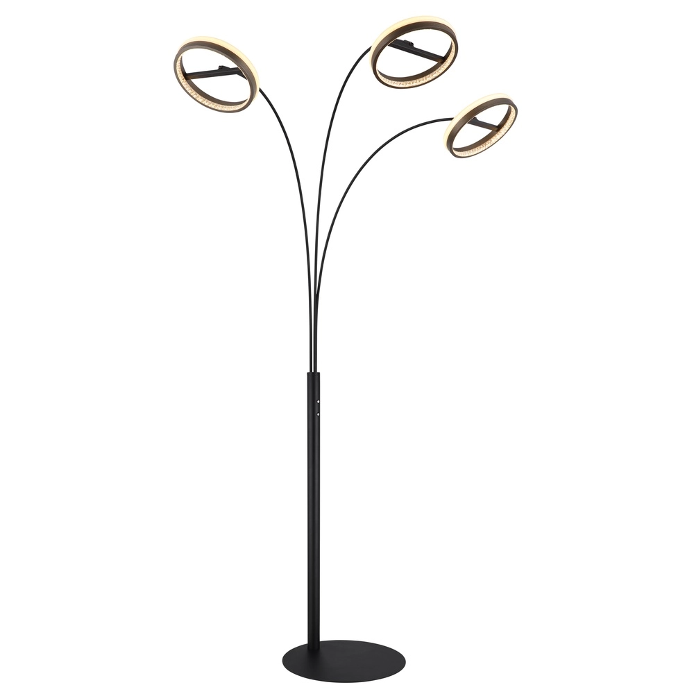 Design vloerlamp Della 3-lichts zwart Globo 9007371468744