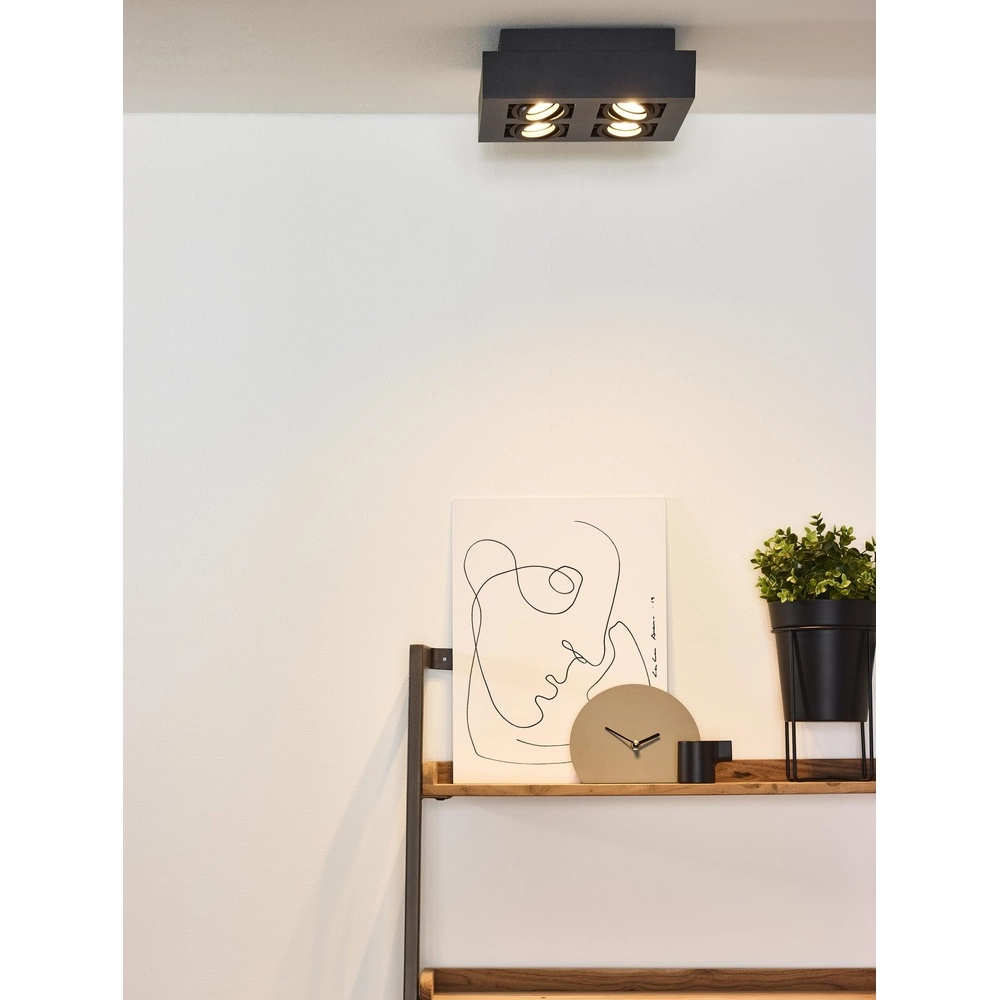 Plafondspot Xirax 4 x 5W zwart Lucide 5411212092342