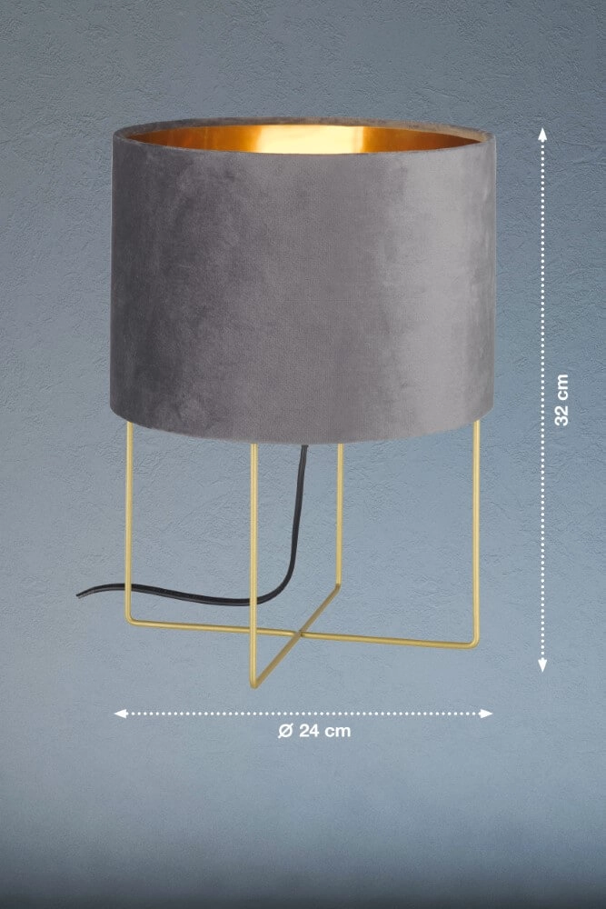 Schemerlamp Aura grijs velvet Fischer & Honsel 4003694504607