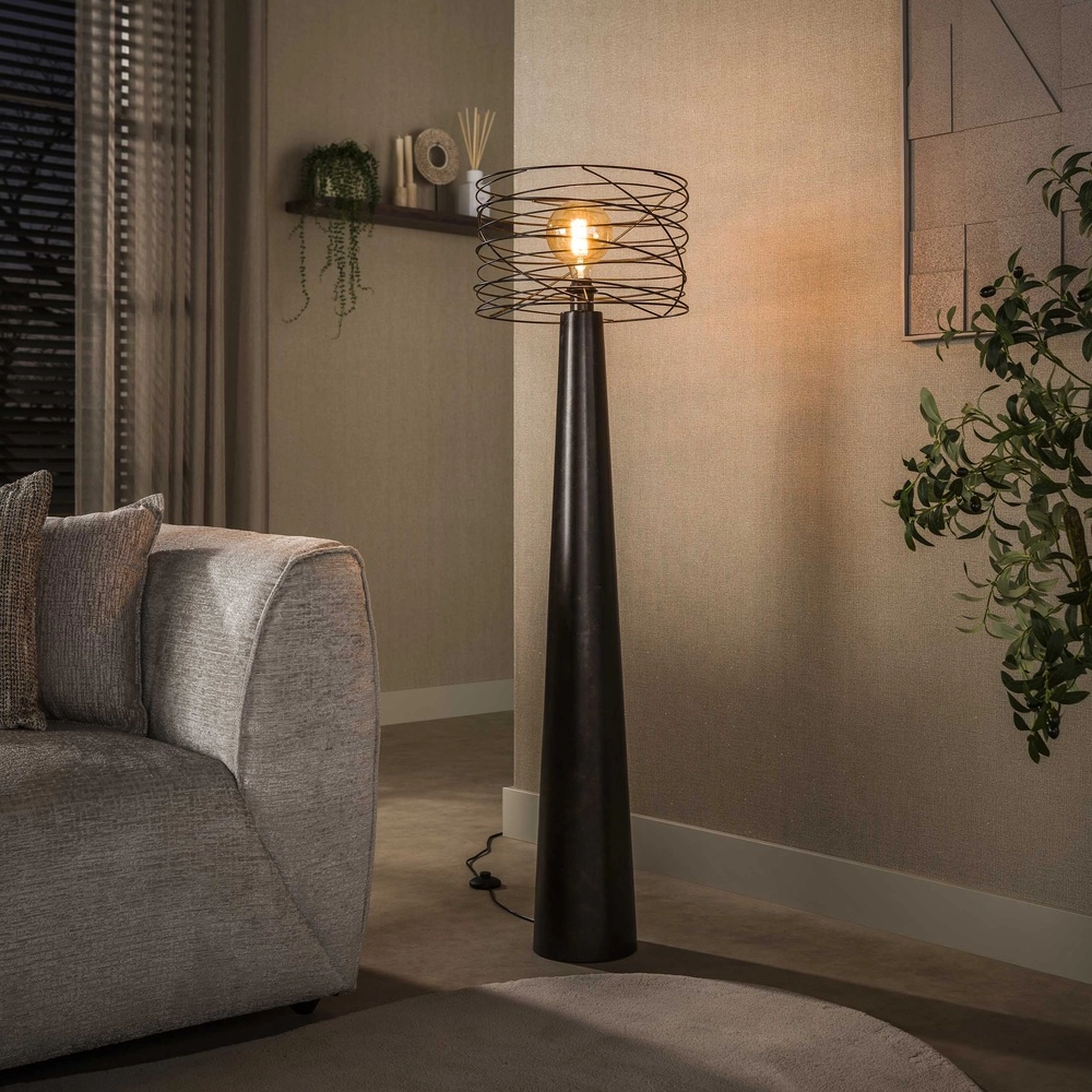Urban bruine vloerlamp Curl met draad kap