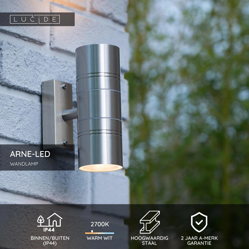 Wandspot Arne-Led up en down chroom Lucide 5411212143976