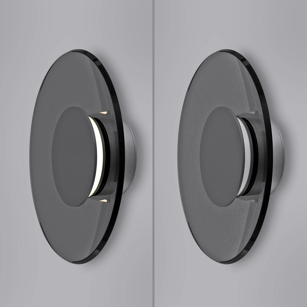 Wandlamp Pure Moon Ø 32cm - platin met smoke glas Paul Neuhaus 4012248386354