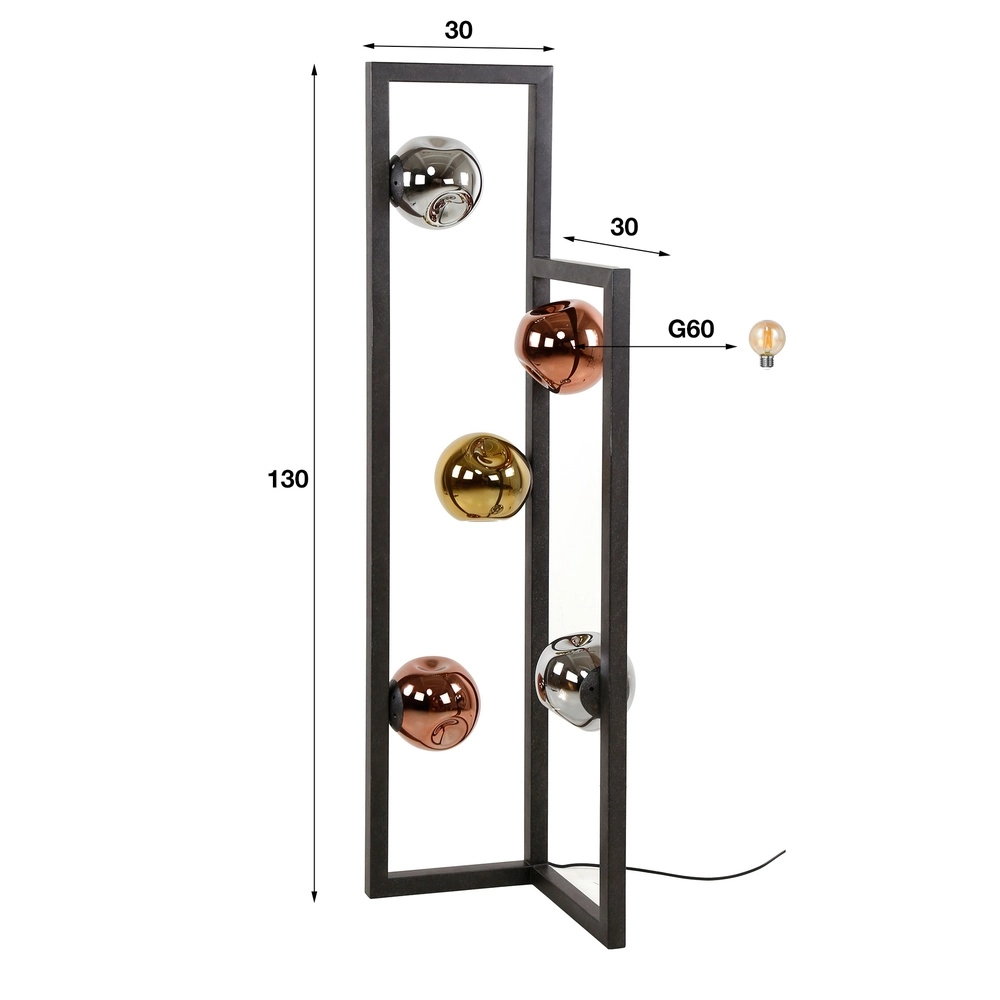 Glazen vloerlamp Stellar 5-lichts Lyora 8716803511637