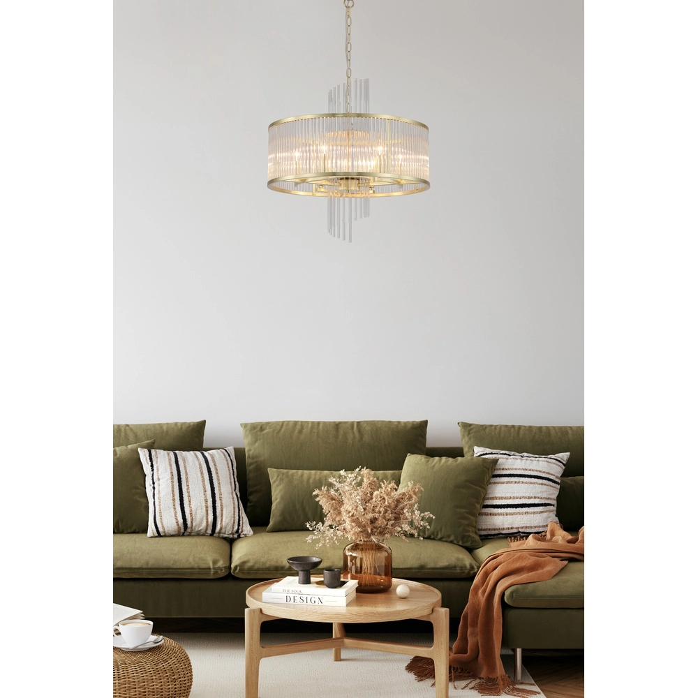 Hanglamp Lara goud met helder glas Ø 55cm Searchlight 5053423301457
