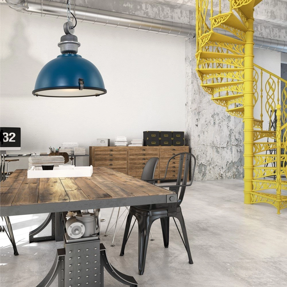Hanglamp Bikkel blauw met metaalgrijs Steinhauer 8712746105162