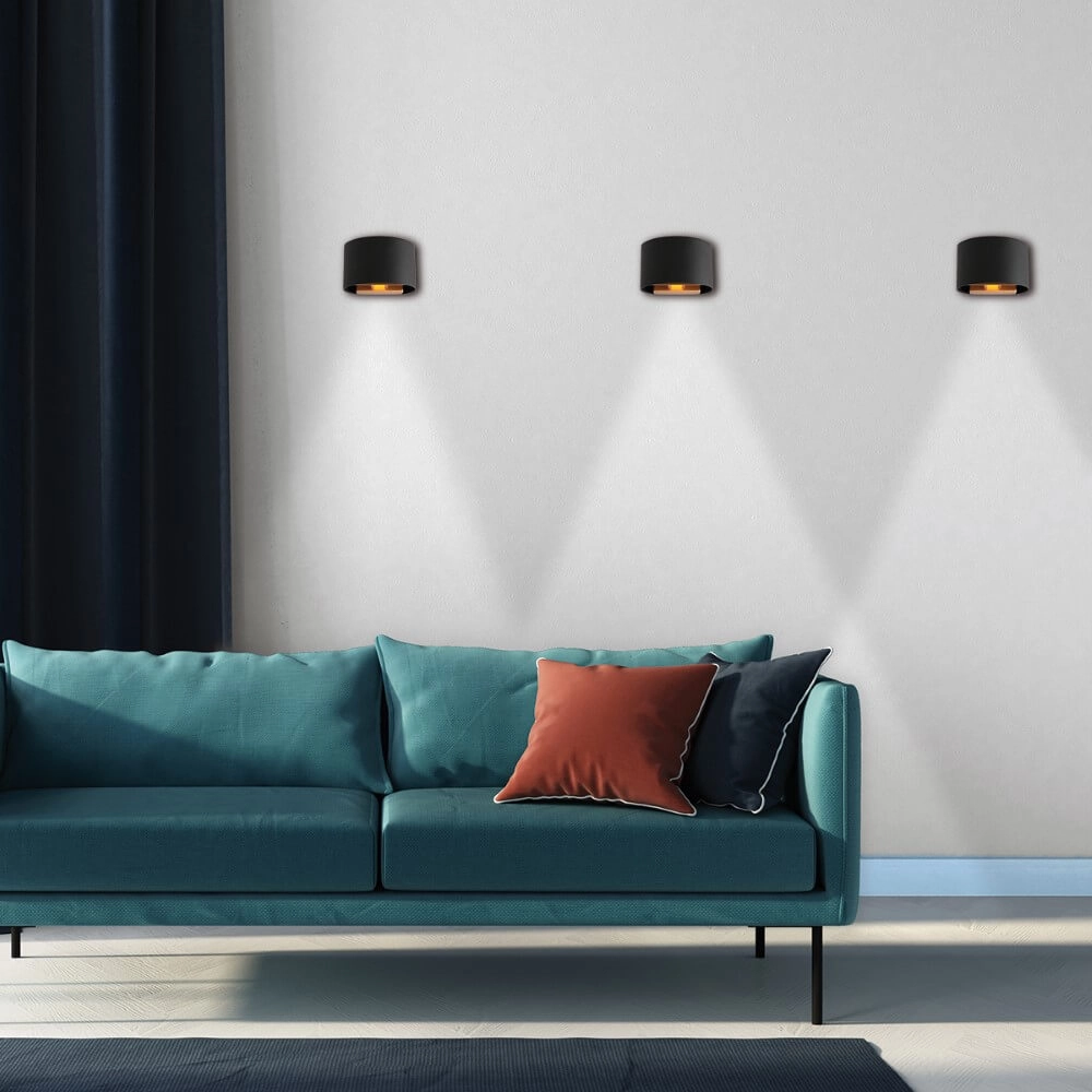 Ronde zwarte wandspot Muro up en down Steinhauer 8712746152616