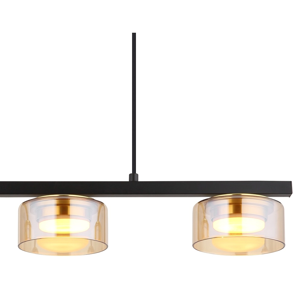 Design hanglamp Higgins zwart met amber glas Globo 9007371531813