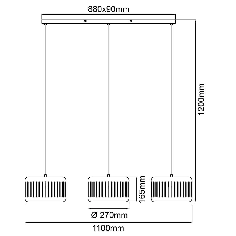 Eettafel hanglamp Tyas 3 kappen Brilliant 4004353411472