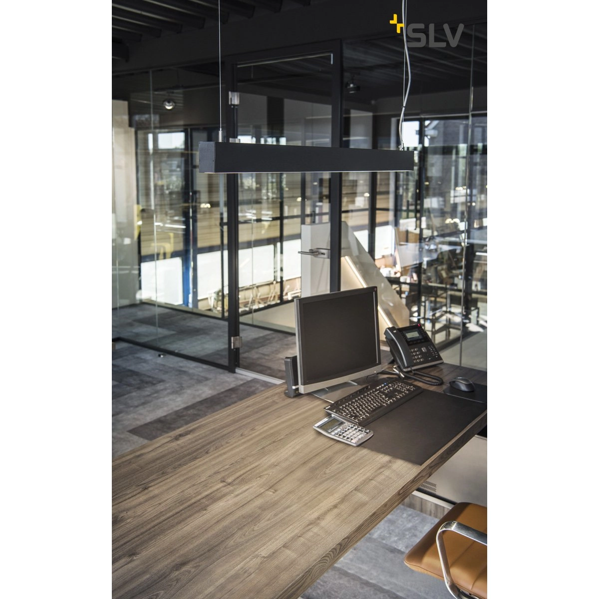 Kantoor hanglamp Glenos 4000K 100cm zwart SLV 4024163196970