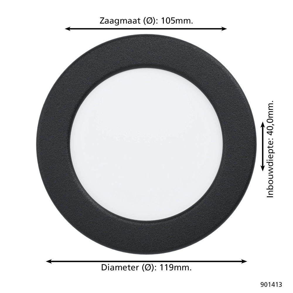 IP44 plafonnière Fueva 6 rond - zwart - Ø 11,9cm Eglo 9008606330911
