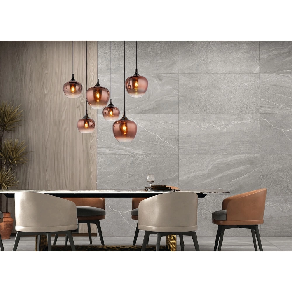 Zwarte hanglamp Maxy met rood glas 6-lichts Globo 9007371450985