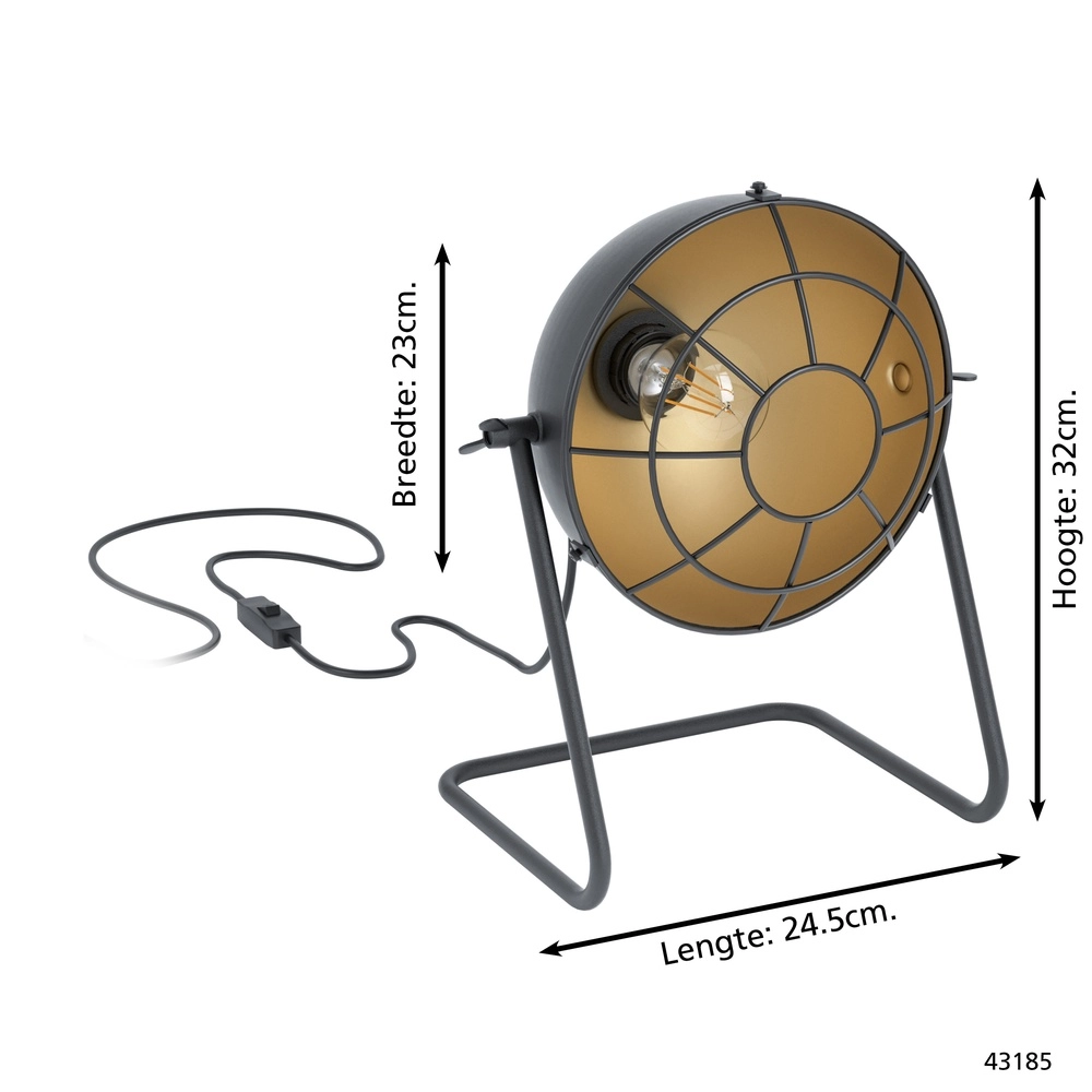 Tafellamp Treburley zwart met goud Eglo 9002759431853