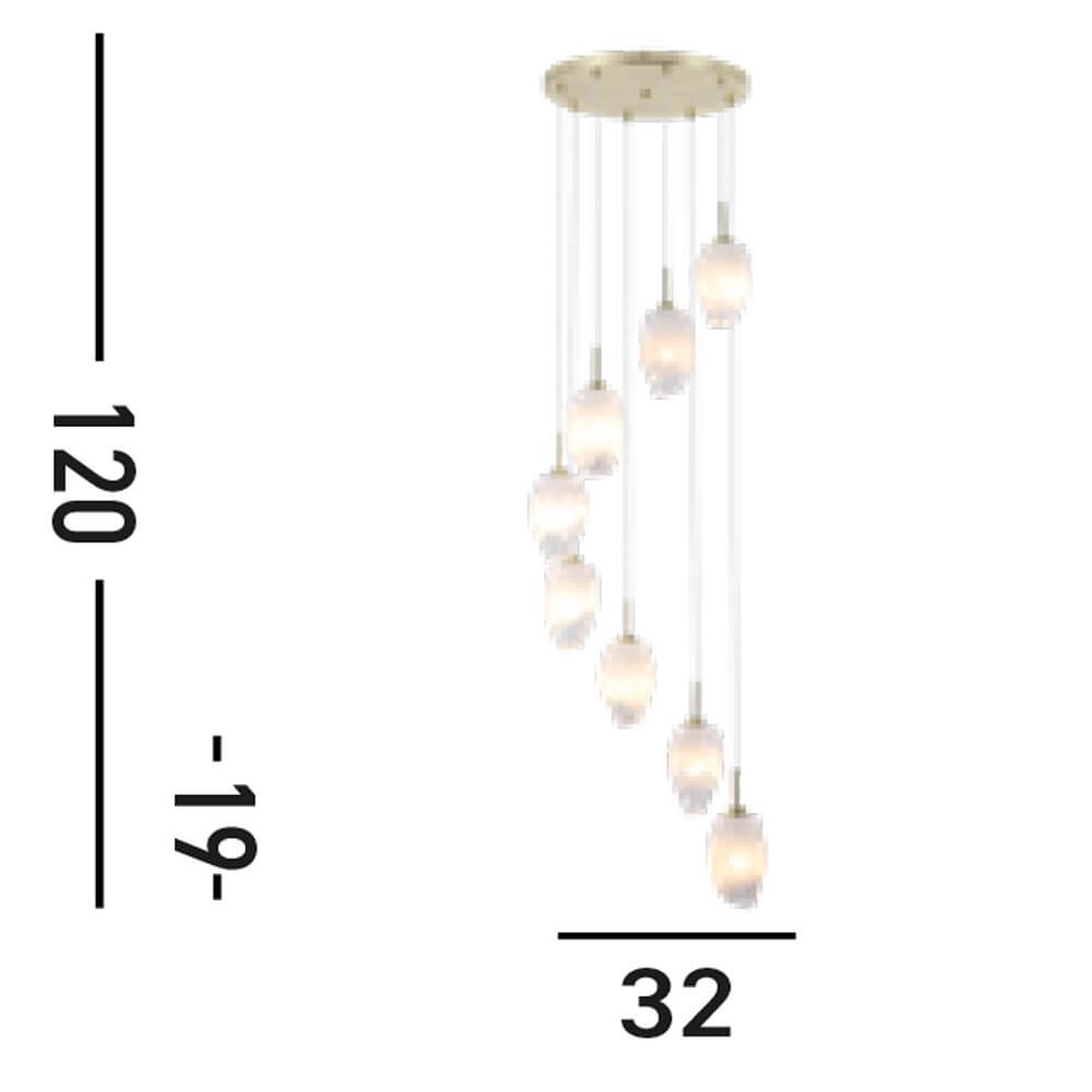8-lichts vide hanglamp Rocky met wit glas Searchlight 5053423273181