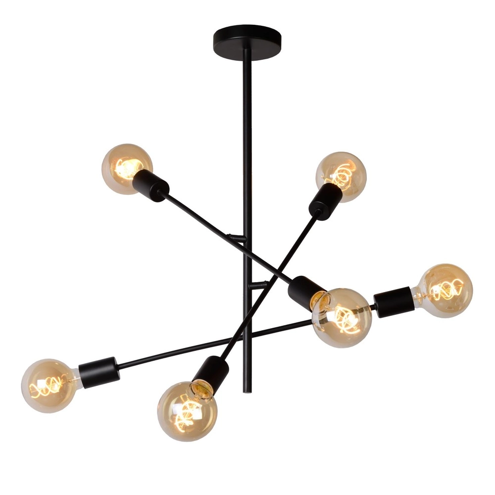 Plafondlamp Lester zwart 6-lichts Lucide 5411212211033