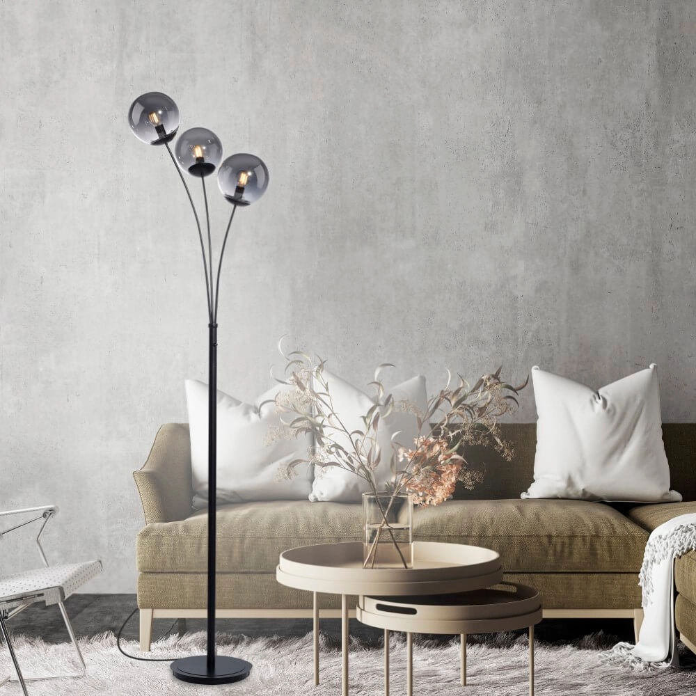 Zwarte vloerlamp Big Widow 3-lichts Just Light 4043689988388