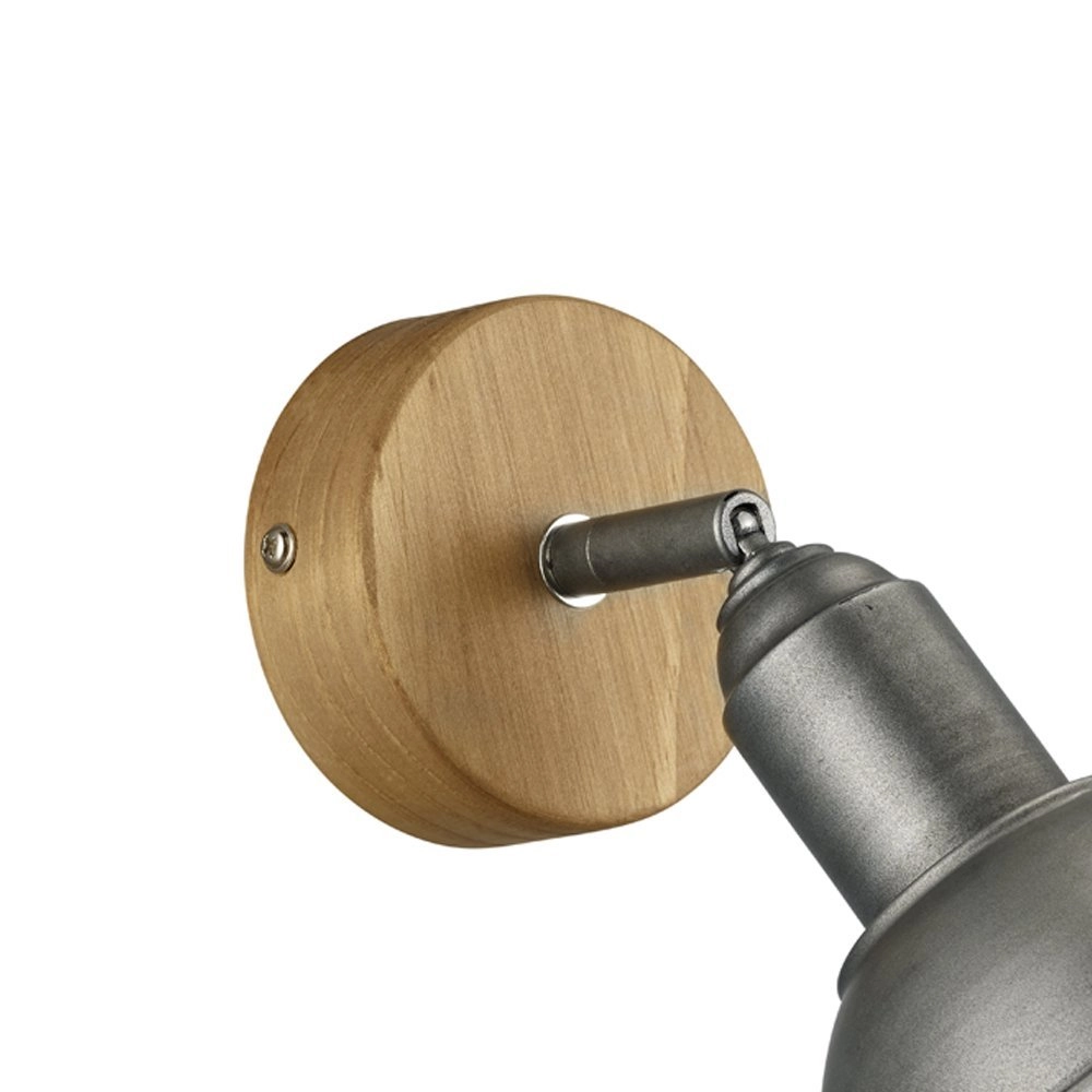 Houten wandlamp Delhi met antiek zilveren spot Trio 4017807430196