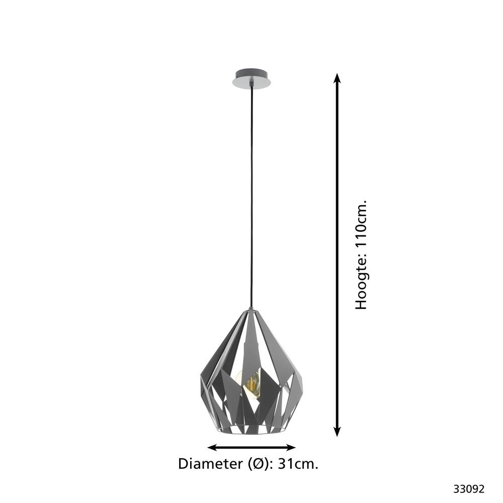 Grijze hanglamp Carlton 1 Ø 31cm Eglo 9002759330927