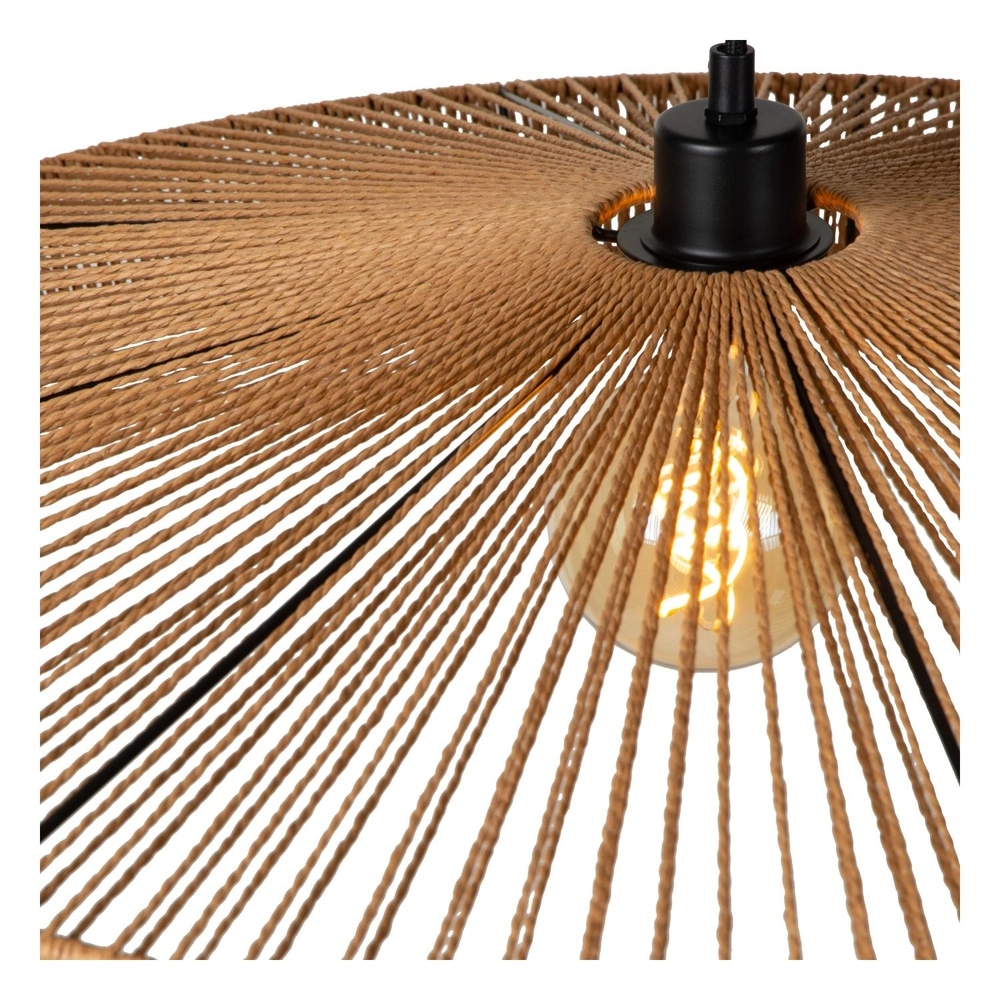 Hanglamp Yunkai Ø 50cm zwart met rotan Lucide 5411212105691
