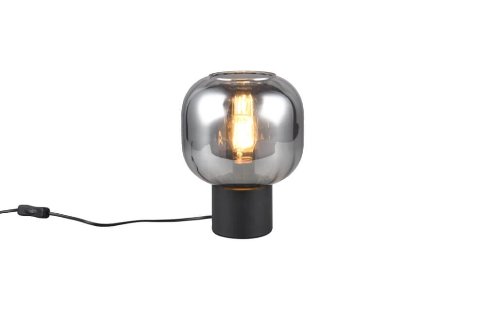 Trendy tafellamp Diva zwart met smoke glas Trio 4017807614596